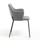 Sedia per Sala da Pranzo in Tessuto e Metallo Nero Opaco 2 Pezzi - Corinna Viadurini