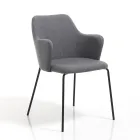 Sedia per Sala da Pranzo in Tessuto e Metallo Nero Opaco 2 Pezzi - Corinna Viadurini