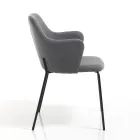 Sedia per Sala da Pranzo in Tessuto e Metallo Nero Opaco 2 Pezzi - Corinna Viadurini