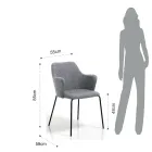 Sedia per Sala da Pranzo in Tessuto e Metallo Nero Opaco 2 Pezzi - Corinna Viadurini