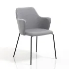 Sedia per Sala da Pranzo in Tessuto e Metallo Nero Opaco 2 Pezzi - Corinna Viadurini