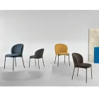 Sedia per Sala da Pranzo in Tessuto Imbottito e Metallo 4 Pezzi - Coppa Viadurini