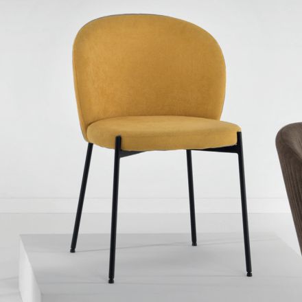 Sedia per Sala da Pranzo in Tessuto Imbottito e Metallo 4 Pezzi - Coppa Viadurini