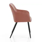Sedia per Sala da Pranzo in Tessuto Rosa Cipria e Metallo 2 Pezzi - Gameta Viadurini