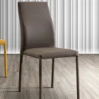 Sedia per sala da pranzo moderna in ecopelle fatta in Italia, Luigina Viadurini