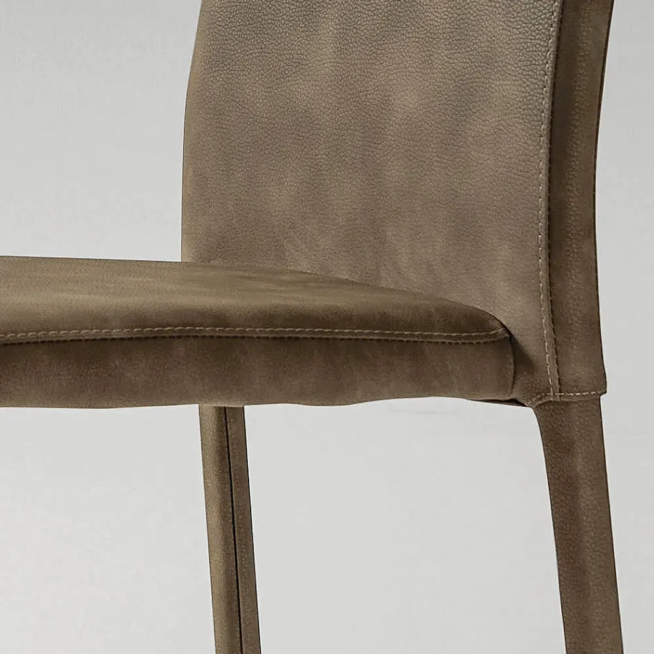 Sedia per Sala da Pranzo Rivestita in Ecopelle Made in Italy, 2 Pezzi - Belga Viadurini