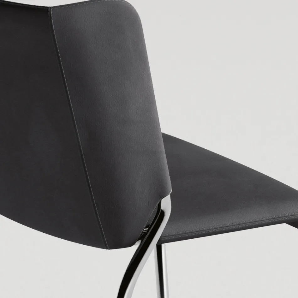 Sedia per Sala da Pranzo Rivestita in Ecopelle Made in Italy - Giulia Viadurini