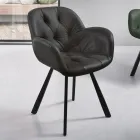 Sedia per Sala Pranzo in Ecopelle Struttura in Metallo 2 Pezzi - Delpiero Viadurini