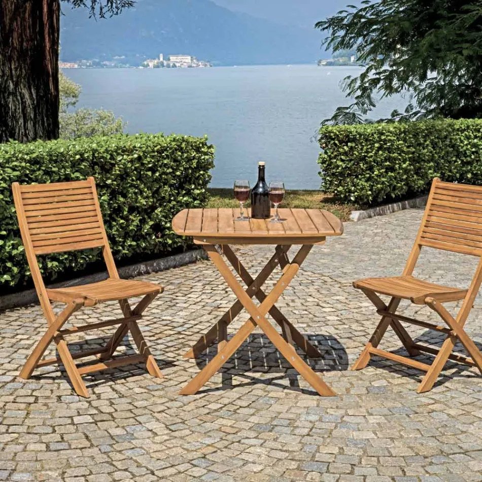 Sedia Pieghevole da Esterno in Legno di Acacia con Braccioli Opzionali - Fontana Viadurini