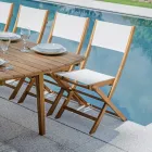 Sedia Pieghevole da Esterno in Legno di Acacia e Textilene - Perfetta Viadurini