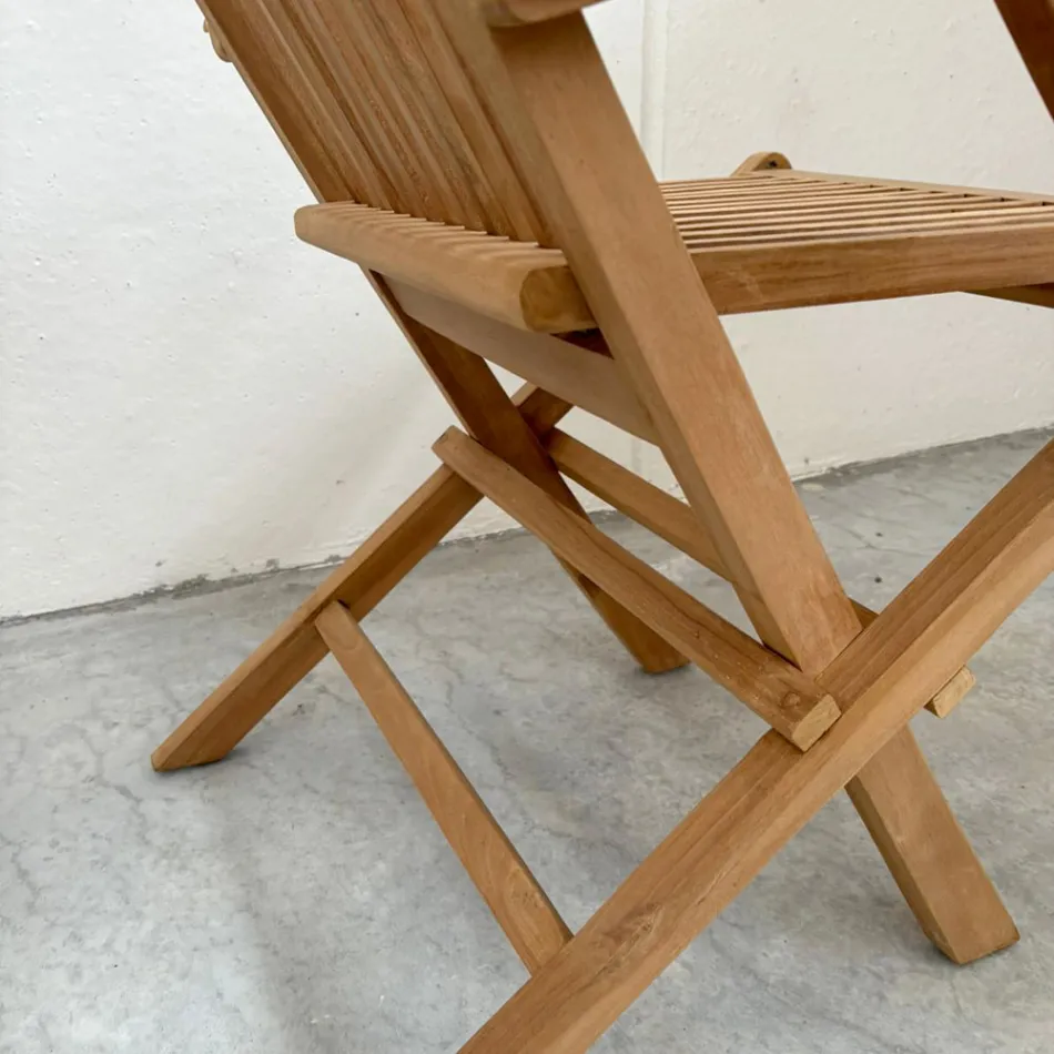 Sedia Pieghevole da Esterno in Teak con Braccioli – Yggdrasil Viadurini