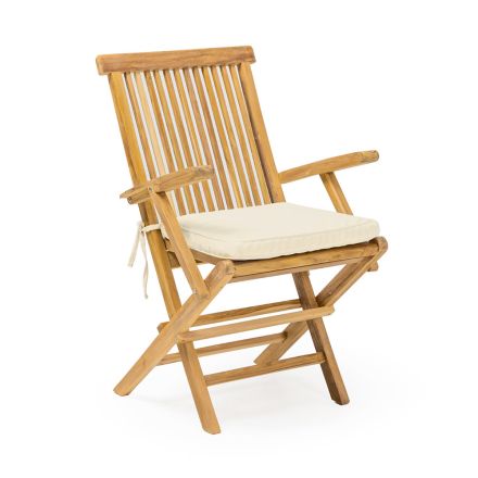 Sedia Pieghevole da Esterno in Teak con Braccioli – Yggdrasil Viadurini