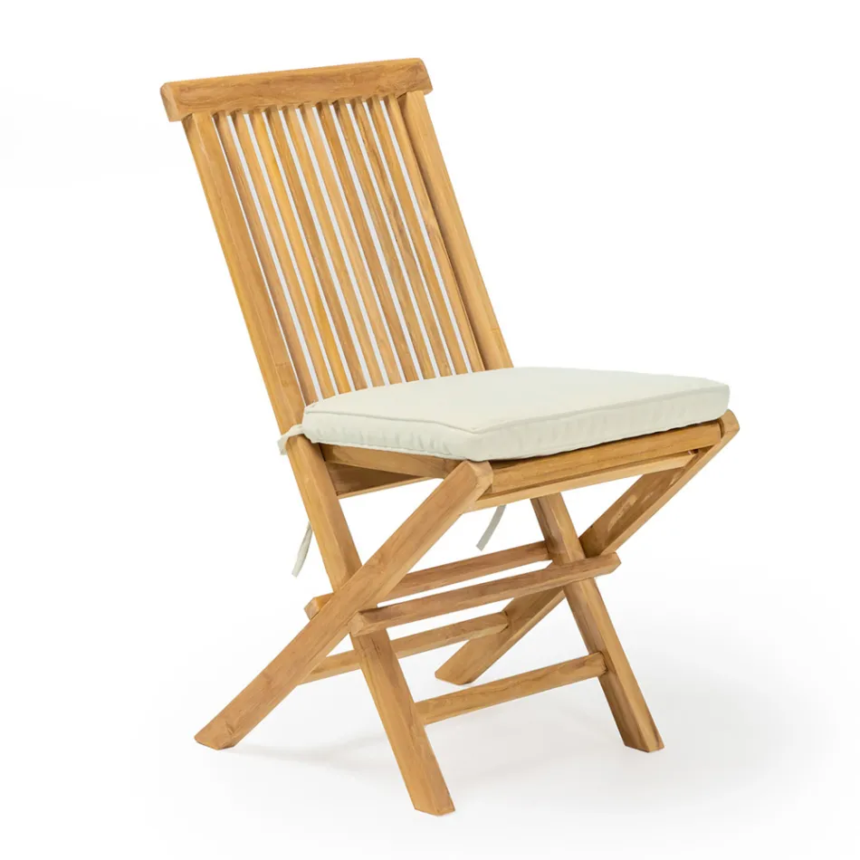 Sedia Pieghevole da Giardino in Teak Naturale – Yggdrasil Viadurini