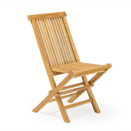 Sedia Pieghevole da Giardino in Teak Naturale – Yggdrasil Viadurini