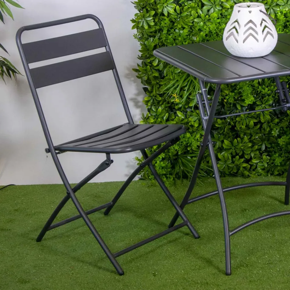 Sedia Pieghevole da Giardino Realizzata Interamente in Metallo - Nastro Viadurini