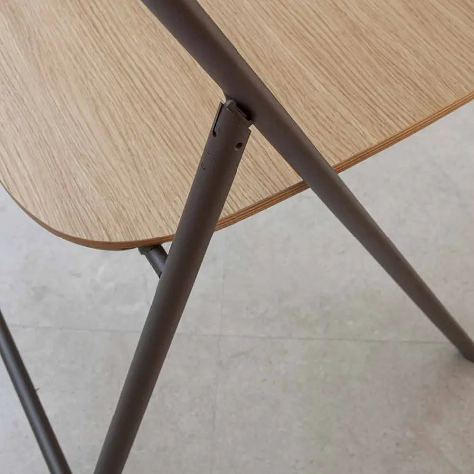Sedia Pieghevole Metallo e Seduta e Schienale Legno Rovere 2 Pezzi - Roberta Viadurini