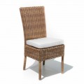 Sedia Pranzo Esterno in Rattan Sintetico Intrecciato e Tessuto, 2 Pezzi - Yves