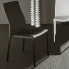 Sedia Pranzo Moderna in Metallo Verniciato e Seduta Ecopelle, 4 Pezzi - Alba Viadurini