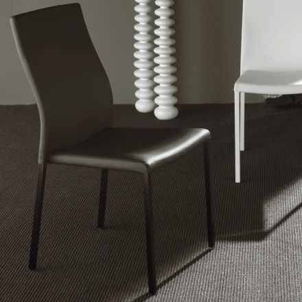 Sedia Pranzo Moderna in Metallo Verniciato e Seduta Ecopelle, 4 Pezzi - Alba Viadurini