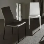 Sedia Pranzo Moderna in Metallo Verniciato e Seduta Ecopelle, 4 Pezzi - Alba Viadurini