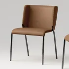 Sedia Sala da Pranzo con Seduta Rivestita in Pelle Made in Italy - Giulia Viadurini
