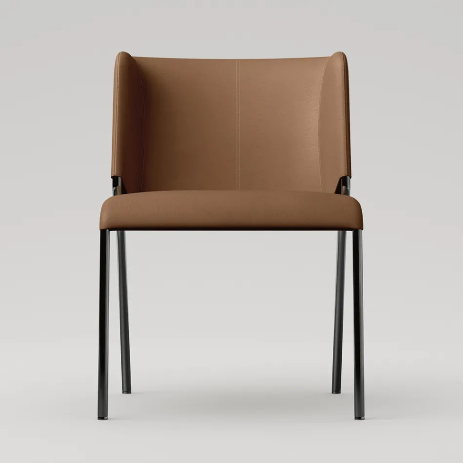 Sedia Sala da Pranzo con Seduta Rivestita in Pelle Made in Italy - Giulia Viadurini