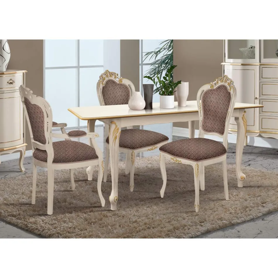 Sedia Sala da Pranzo in Legno Bianco e Tessuto Made in Italy - Majesty Viadurini