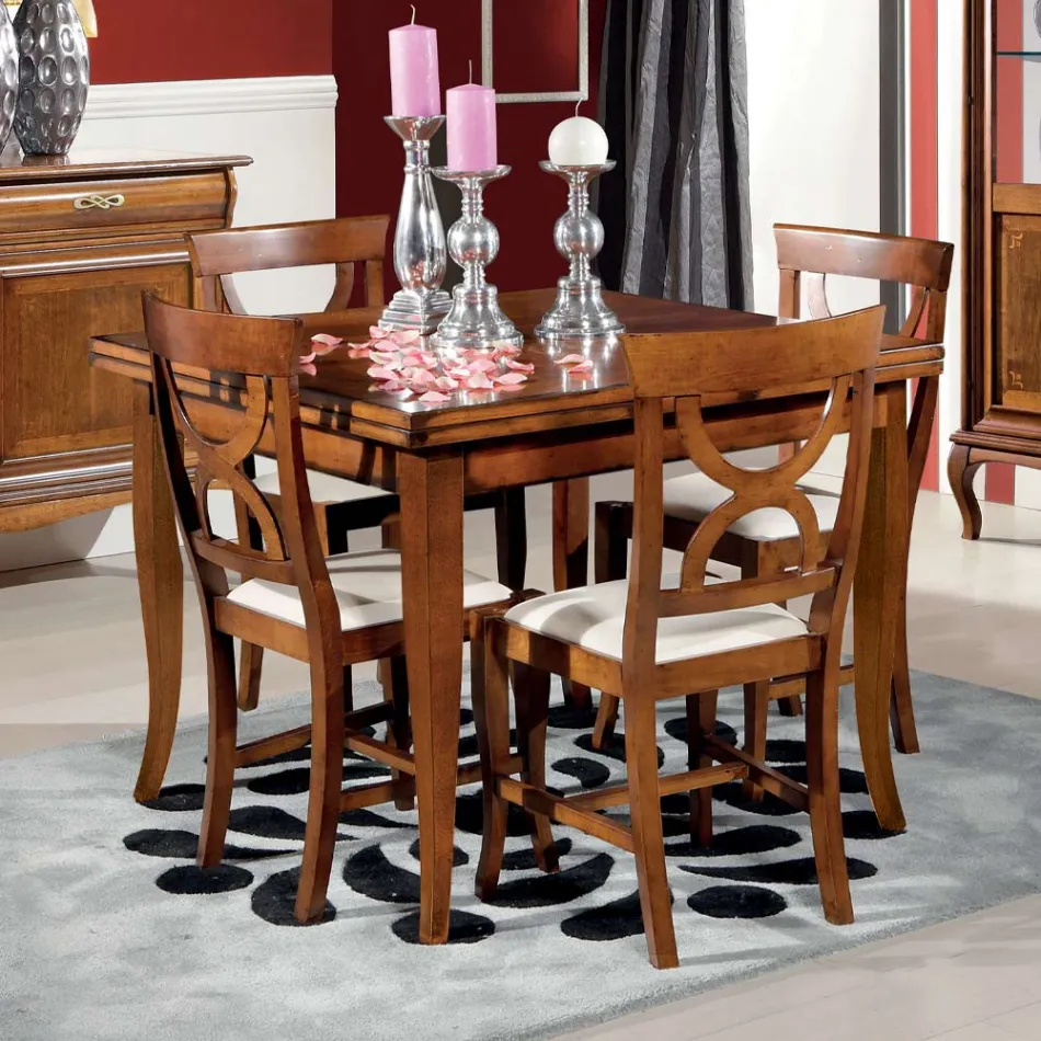 Sedia Sala da Pranzo in Legno e Tessuto Stile Classico Made in Italy - Helisa Viadurini