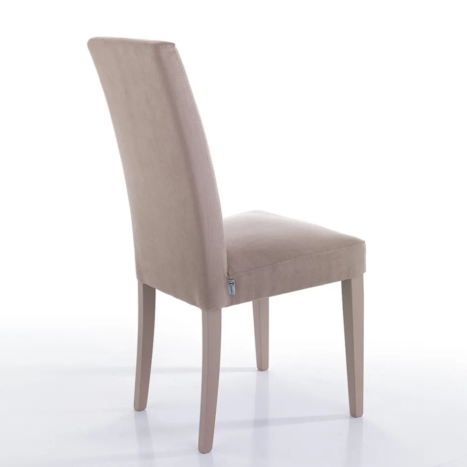 Sedia Sala da Pranzo in Microfibra e Legno Made in Italy 2 Pezzi - Simonella Viadurini