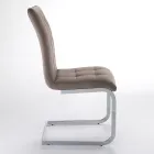 Sedia Sala da Pranzo in Pelle Sintetica e Metallo Cromato 4 Pezzi - Molise Viadurini