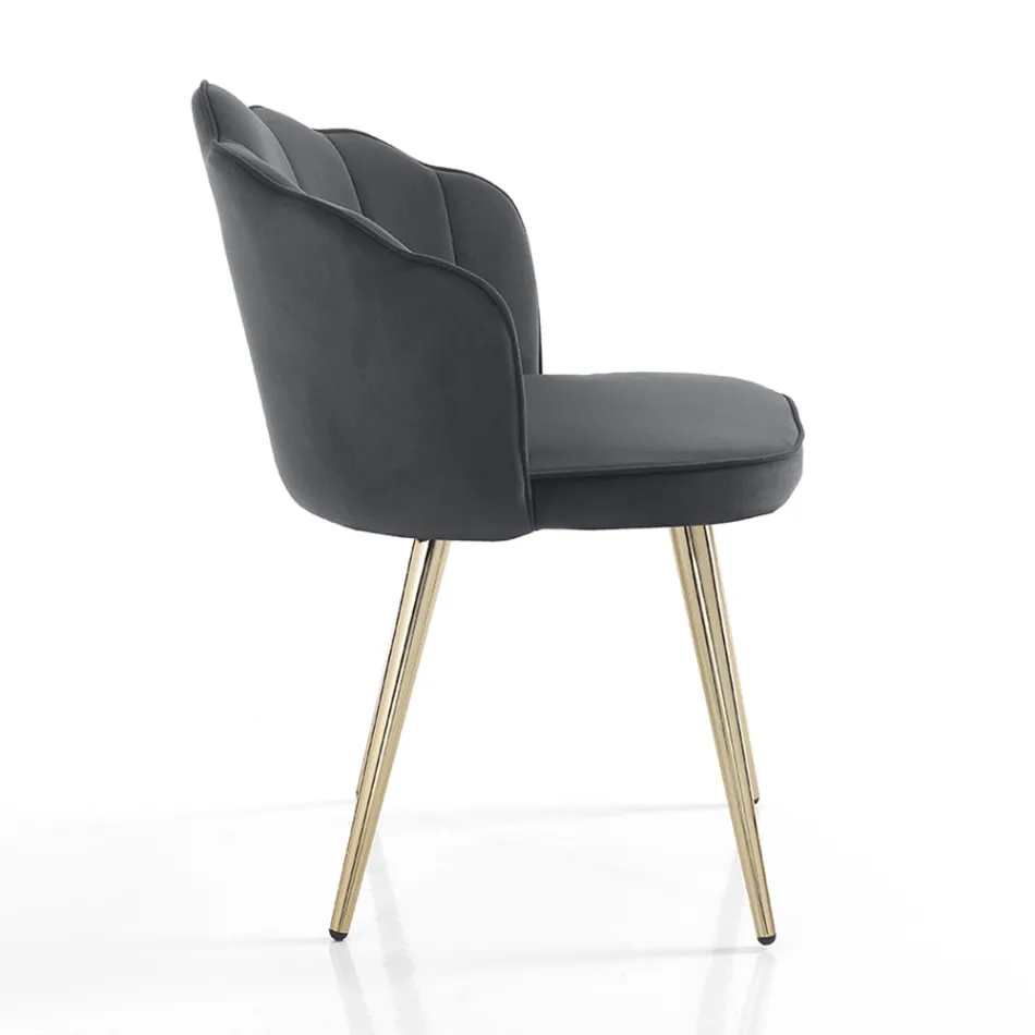 Sedia Sala da Pranzo in Tessuto e Metallo Finitura Oro 4 Pezzi - Raffinata Viadurini