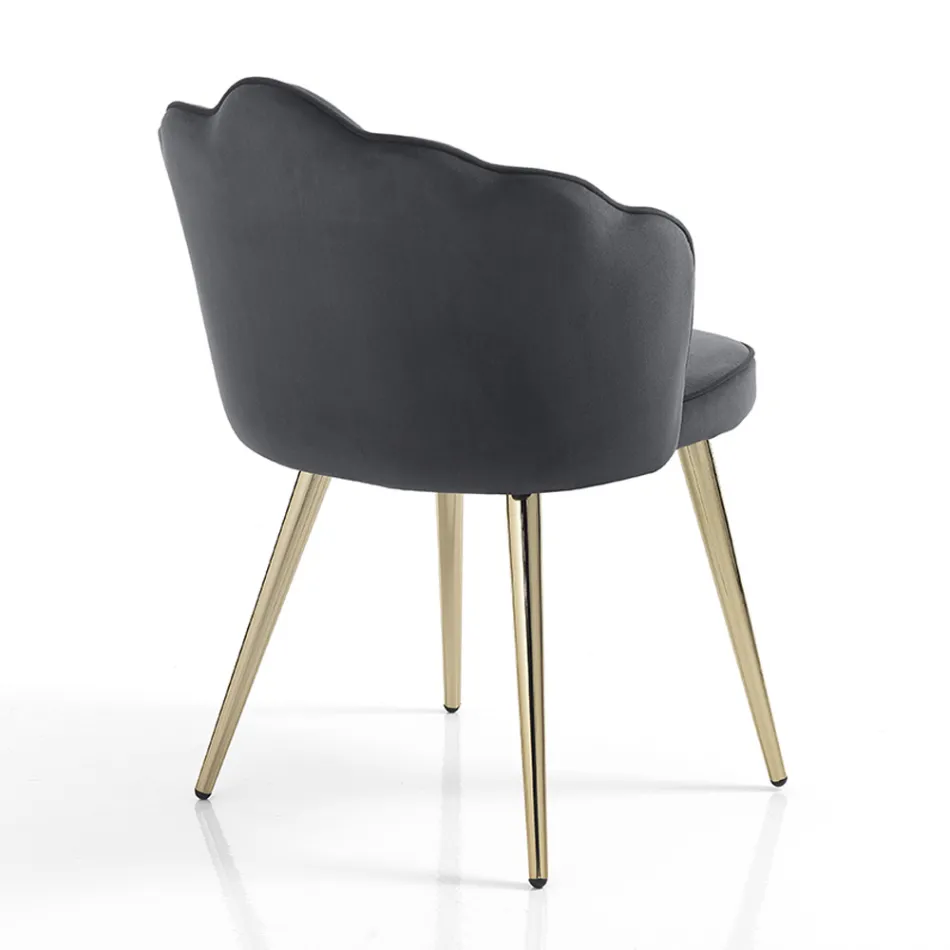 Sedia Sala da Pranzo in Tessuto e Metallo Finitura Oro 4 Pezzi - Raffinata Viadurini