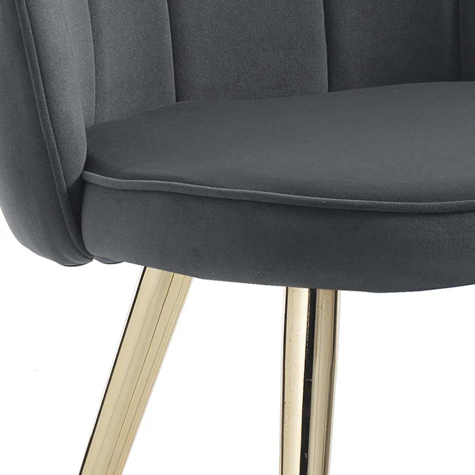 Sedia Sala da Pranzo in Tessuto e Metallo Finitura Oro 4 Pezzi - Raffinata Viadurini