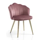 Sedia Sala da Pranzo in Tessuto e Metallo Finitura Oro 4 Pezzi - Raffinata Viadurini
