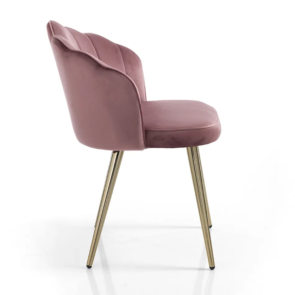 Sedia Sala da Pranzo in Tessuto e Metallo Finitura Oro 4 Pezzi - Raffinata Viadurini