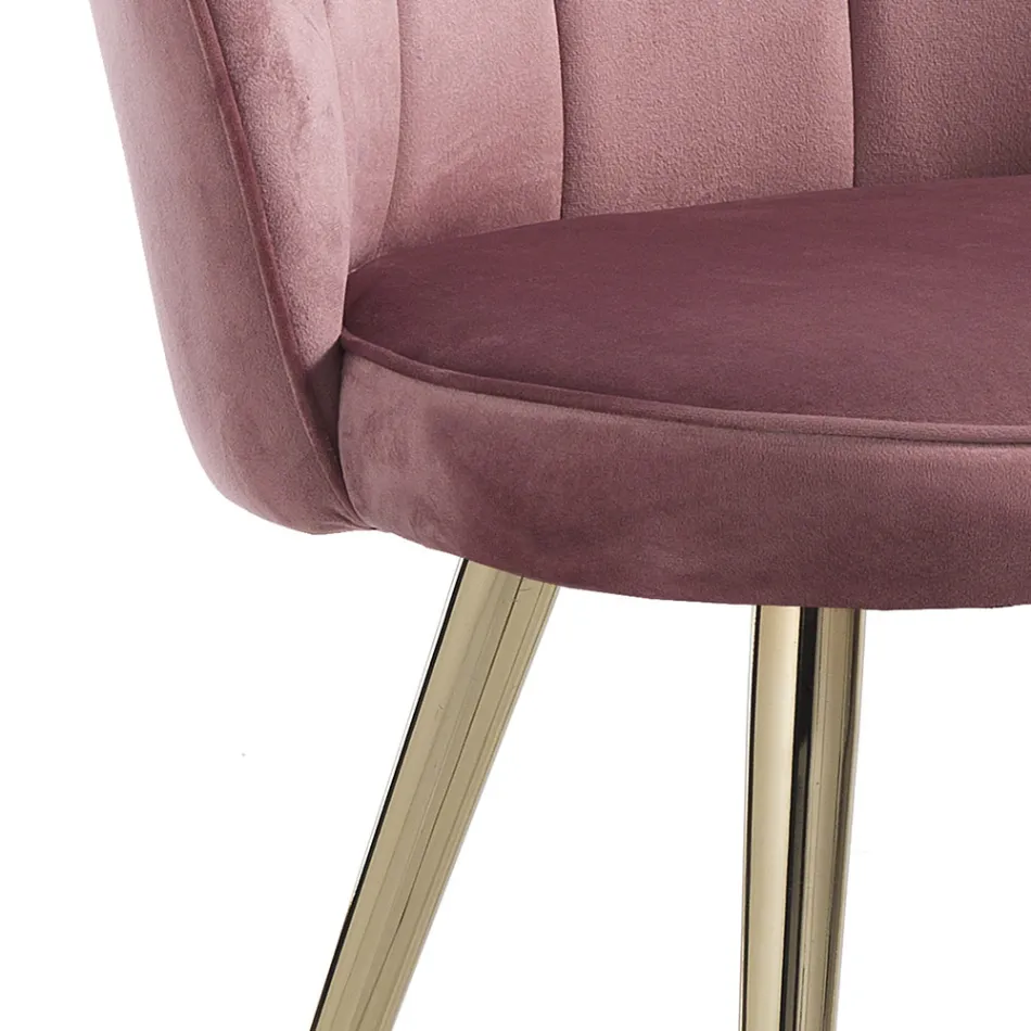 Sedia Sala da Pranzo in Tessuto e Metallo Finitura Oro 4 Pezzi - Raffinata Viadurini