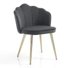 Sedia Sala da Pranzo in Tessuto e Metallo Finitura Oro 4 Pezzi - Raffinata Viadurini