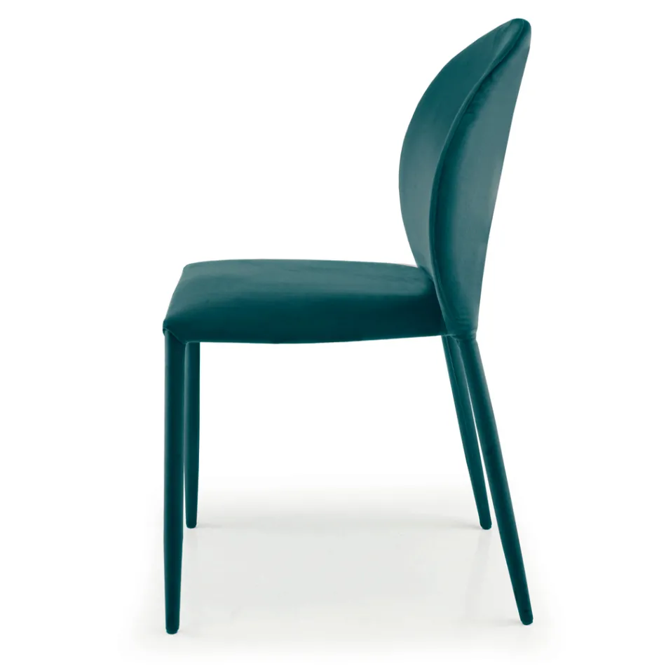 Sedia Sala da Pranzo Rivestita in Velluto Made in Italy 4 Pezzi - Victory Viadurini