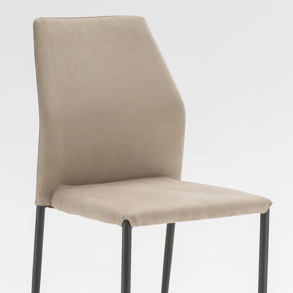 Sedia Sala da Pranzo Seduta in Microfibra Made in Italy, 2 Pezzi - Camelia Viadurini