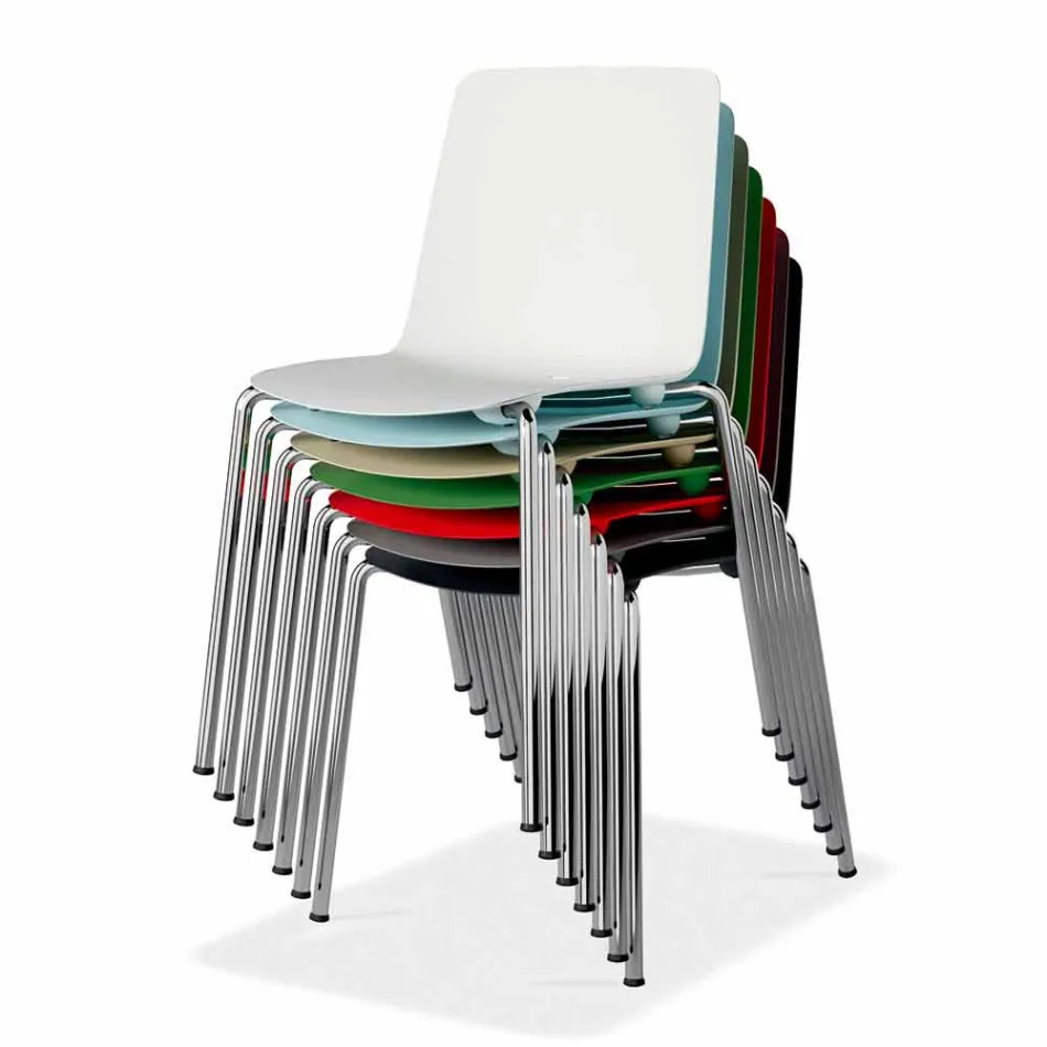 Sedia Sala Pranzo in Metallo e Polipropilene Made in Italy, 4 Pezzi - Carlita Viadurini