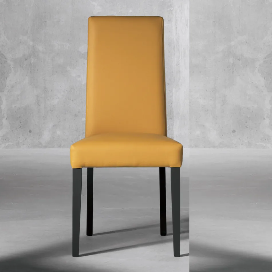 Sedia Soggiorno in Legno e Seduta Ecopelle Design Made in Italy - Agostina Viadurini