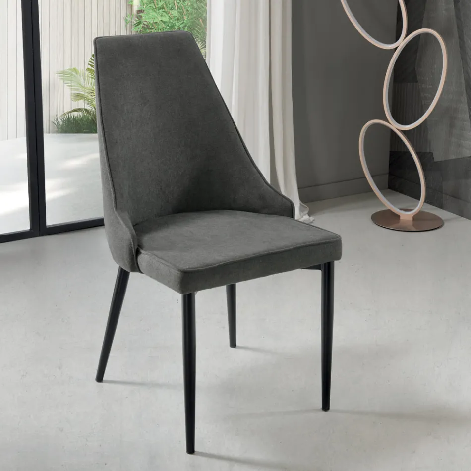 Sedia Soggiorno in Tessuto con Seduta Sagomata e Imbottita 4 Pezzi - Isaak Viadurini
