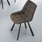 Sedia Soggiorno in Tessuto Imbottito Fantasia a Quadri 4 Pezzi - Raggia Viadurini