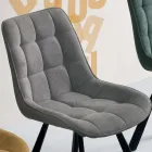 Sedia Soggiorno in Tessuto Imbottito Fantasia a Quadri 4 Pezzi - Raggia Viadurini