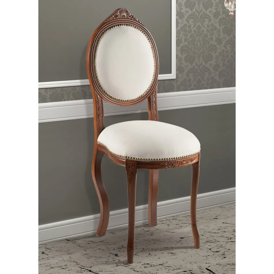 Sedia Stile Classico in Legno di Noce Imbottita Made in Italy - Elegant Viadurini
