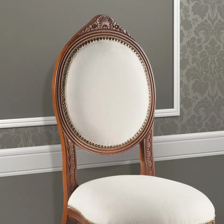 Sedia Stile Classico in Legno di Noce Imbottita Made in Italy - Elegant Viadurini