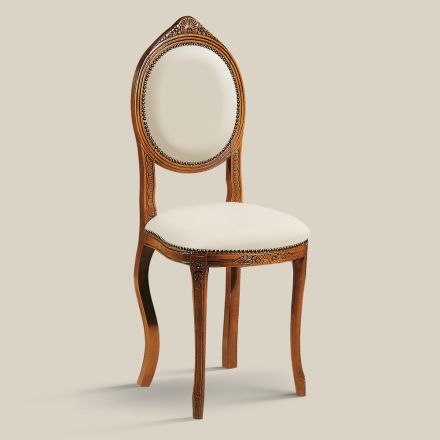 Sedia Stile Classico in Legno di Noce Imbottita Made in Italy - Elegant Viadurini