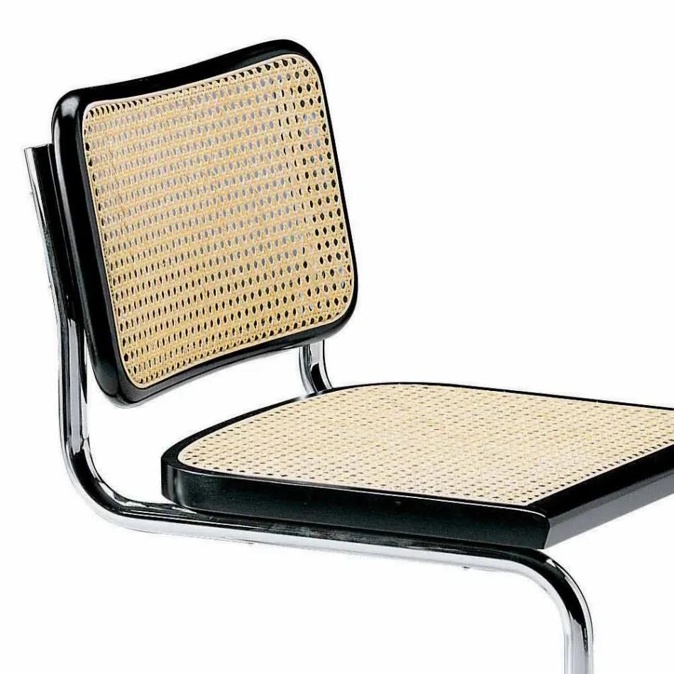 Sedia Ufficio in Paglia con Struttura in Acciaio e Legno Made in Italy - Baviera Viadurini