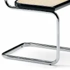 Sedia Ufficio in Paglia con Struttura in Acciaio e Legno Made in Italy - Baviera Viadurini