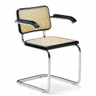 Sedia Ufficio in Paglia con Struttura in Acciaio e Legno Made in Italy - Baviera Viadurini